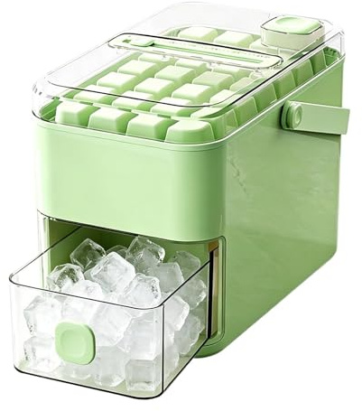 56 Macchina per cubetti ghiaccio con coperchio Easy Press | Vassoio per cubetti ghiaccio con coperchio e manico | Stampo per vassoio per ghiaccios portatile a doppio strato | Set contenitori