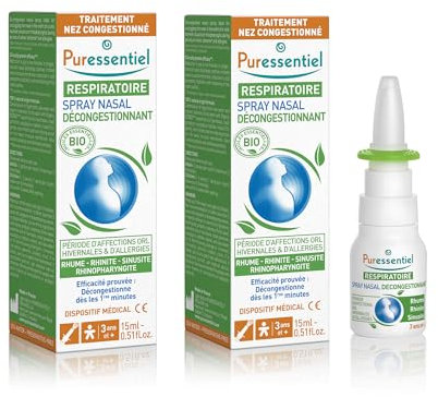 Puressentiel - Respiratoire - Spray Nasal Décongestionnant aux Huiles Essentielles Propolis et Echinacée Bio - Pour une respiration facile et naturelle – lot de 2x15ml