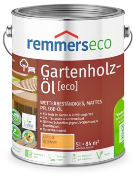 Remmers Gartenholz-Öl [eco], lärche intensiv, 5 Liter, Wetterbeständiges, mattes Öl, aussen und innen, optimal für Terassen & Gartenmöbel, rutschhemmend