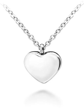555Jewelry Womens Stainless Steel Love Cute Heart Shape Small Dainty Delicate Cable Chain Charm Shiny Gift Vintage Fashion Ladies Jewelry Accessory Hanging Pendant Necklace, Silver - 18 Inch