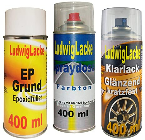 LudwigLacke Grundierung Autolack Klarlack für VW Unitedgrey LA7T je 400ml