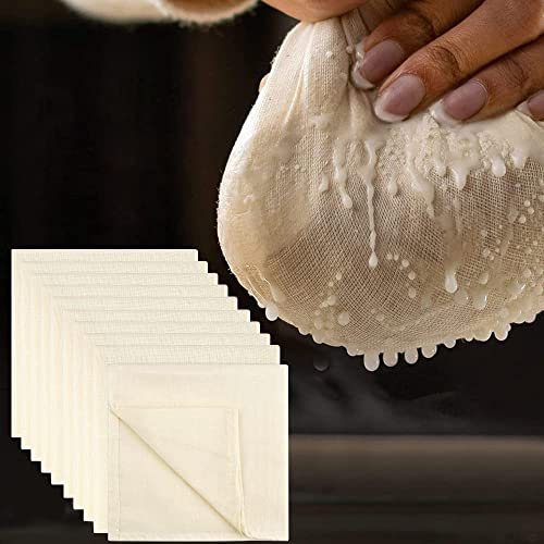 REFORUNG 10 Pz Garza Alimentare Panni in Mussola Riutilizzabili per Filtrare 50 * 50cm Tessuto Filtrante per Alimenti Telo Filtrante Panno Filtrante in Garza per Frutta, Vino, Burro, Formaggio