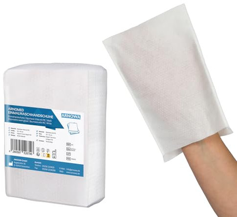 50x ARNOMED® Einmalwaschlappen Wasserabweisend, Vlies Einmal Waschhandschuhe für Erwachsene & Babys, Einweg Waschlappen Weich & Sanft, Waschhandschuhe Einweg, Wegwerf Waschlappen