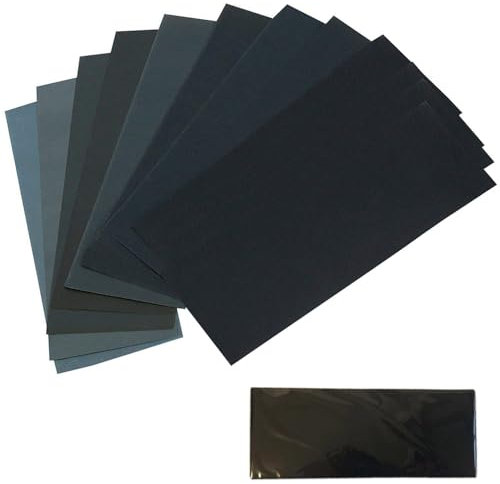 12pcs Sandpaper, 400 to 1500 Grits,Wet and Dry Sandpaper 9x3.6 Inch, Sand Paper Pack for Wood Furniture,Polishing Metals Walls,CarsWet, Mixed Grits Assorted Sanding Papers Paint Sand Paper