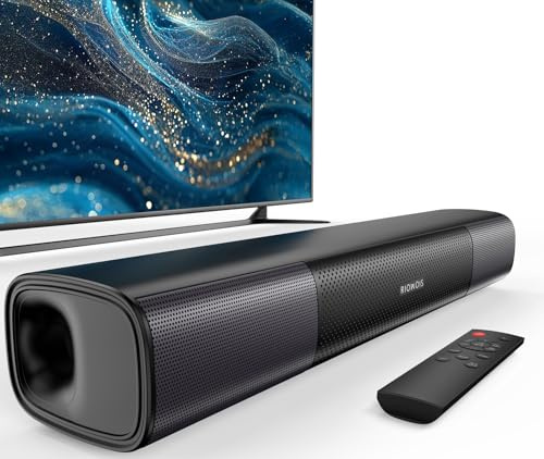 RIOWOIS Ljudstång för smart TV, basboost och skarp sång, Bluetooth-soundbar för TV/PC/spel/projektorer, optisk/AUX/väggmontering, 17 tum