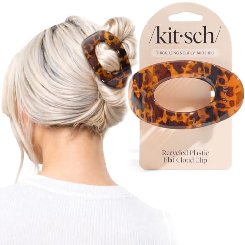 Kitsch Pinzas planas grandes para mujer, elegantes pinzas planas para mujer, fuerte sujeción para cabello grueso y fino, antideslizantes para un uso seguro, cómodo durante todo el día, diseño de