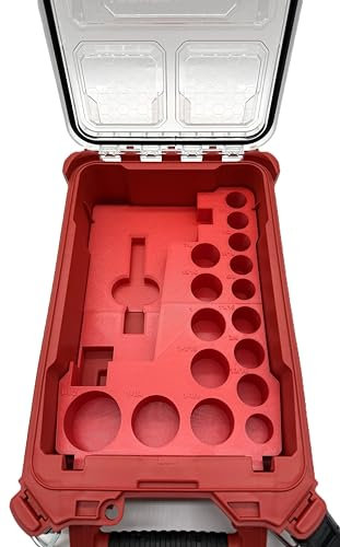 Packout Insert Compatible with Milwaukee M18 1/2 Mid-Torque Impact Wrench – Compatible with SAE Sockets & Milwaukee Packout Storage (PETG) (Red)
