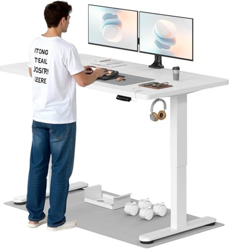 TRIUMPHKEY Höhenverstellbarer Schreibtisch, 160x80cm, Elektrisch Stehschreibtisch mit Dualmotor, Touchscreen,USB-A & Kabelmanagement,25mm Einteilige Tischplatte,ergonomischer Bürotisch, Weiß