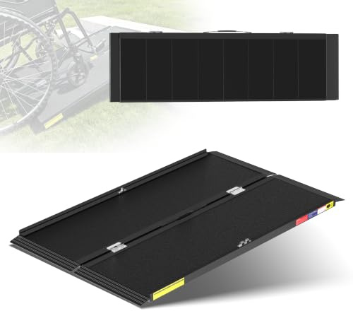 ILOKNZI Bärbar rullstolsramp – justerbar (2FT-10FT) | upp till 363 kg belastning | halkfri och stabil (4FT (1,2 m))
