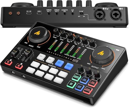 MAONO Podcast-Equipment-Bundle: Audio-Interface-Mixer mit zwei XLR-Eingängen für Podcast-Streaming MaonoCaster E2 Gen2 Schwarz