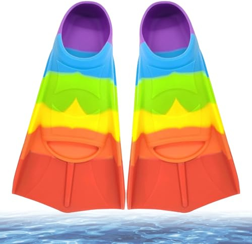 Simfenor för barn, silikon snorkelfenor korta, korta fenor barnfenor korta träningsfenor dykfenor simfötter för barn vuxna