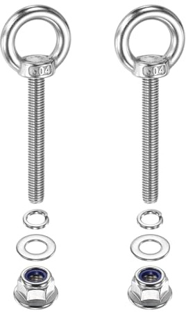 PATIKIL Bullone Ad Anello M8 X 60mm Con Spalla 2 Pezzi 304 Acciaio Inossidabile Anello Di Sollevamento Con Filettatura Bullone Ad Anello Con Dadi A Flangia Di Blocco Molle