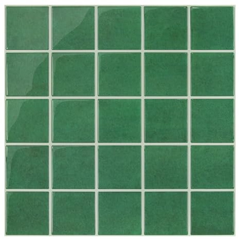 Commomy Gruesas Azulejos Adhesivos Cocina Verde, 10-Piezas, 30.5 x 30.5cm, Baldosa Vinilo Cocina Pared Autoadhesivos 3D, Salpicadero Baldosas Adhesivas para Pared Cocina Baño y Metro