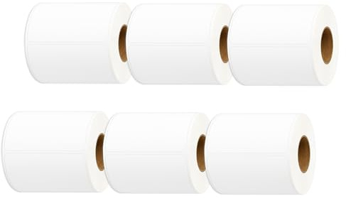 Molabel - 102 mm x 152 mm (4 en x 6 pouces) Étiquettes de transport thermique perforées vides compatibles avec Zebra et autres imprimantes [6 rouleaux/1800 étiquettes].