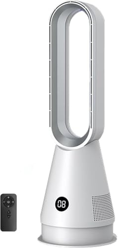 Ventilatore Torre Alto Caldo Freddo Senza Pale purificatore d'Aria ventole di Raffreddamento Telecomando Tempo Funzionamento 8ore Oscillazione 80°Timer Display LED spegnimento Auto