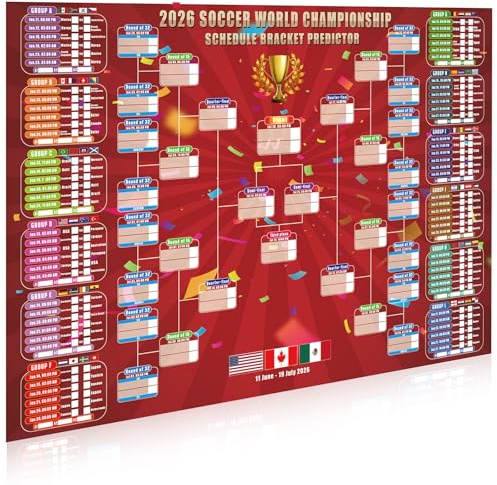 World Cup 2026 Wallchart - Football World Wall Calendar Poster - 110 x 80cm Soccer Matches Schedule Wall Chart TV Schedule for Home Office Bar Football Club Decorations Great Gifts for Soccer Fans
