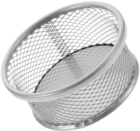 IDEANATEGRATE Metal Mesh Paperclip Organizer Stackable Paper Clip Holder for Desk and Office Supplies Storage, Silver Wire Desktop Container