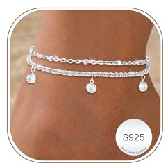 Miss Chipmunk Anklet for Women Layered Waterproof Ankle Bracelet | 925 Silver 14K Gold Plated Dainty Beaded CZ Heart Flower Adjustable Rope Link Ankle Chains Beach Foot Jewelry Gift for Girls