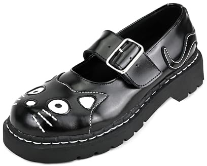 T.U.K. Anarchic Mary Jane Kitty - Zapatos de Mujer - Color Negro - Talla EU41