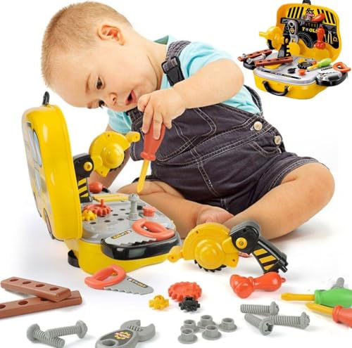 BAKAJI Maletín de Herramientas para niños, Juguete con Accesorios, 31 Piezas, Multicolor, Small (BAK-6620-62A)