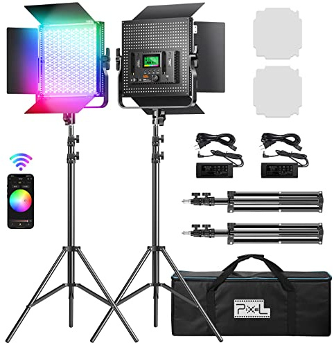 Pixel K80 Photography Lighting with APP Control, 2600K-10000K CRI 97+ RGB Led Video Light Panel, 9 Applicable Scenes Lighting for Studio/Gaming/Streaming/YouTube/Videography/Film/Video Recording