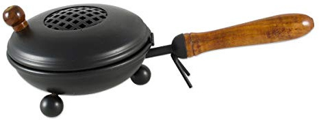 NKlaus Ø 11 cm modern rökelsepanna metall svart matt med trähandtag rökelsepanna stor drift rökelsekål på sand för rökning rökelseverk harze3289
