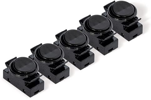 ORION LIGHTSTYLE OJ-336 Lot de 5 interrupteurs à bascule encastrés 2 A 250 V avec anneau et bascule Interrupteur de rechange pour luminaires encastrés, lampes de cuisine, appliques murales Noir