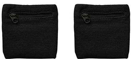 Androxeda 2 Stücke Schweissband Handgelenk Set Sportarmband Schweißarmband Sport Schweißband Wristbands mit Reißverschlusstasche laufarmband für Fitness Laufen Radfahren Fußball Basketball