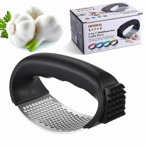 Presse ail, Presse ail Professionnel en Acier Inoxydable, Presse Manuelle à Bascule Ecrase facilement les gousses d'ail