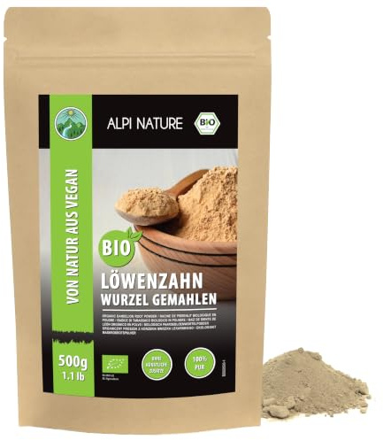 Alpi Nature Maskrosrotpulver BIO 500g, Mald Maskrosrot, Ekologiskt Maskrospulver, Maskros Pulver