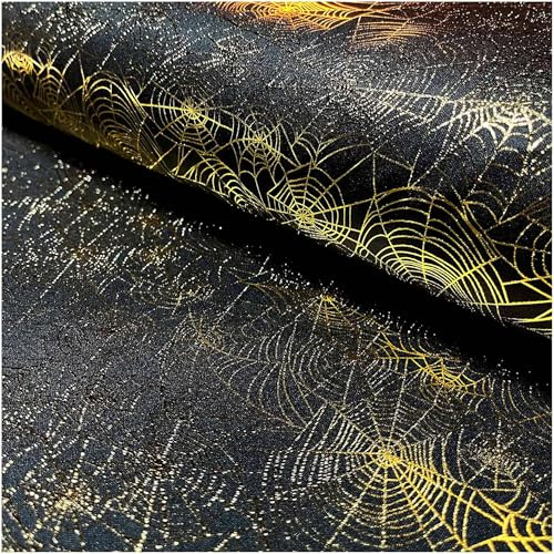 Jersey Halloween-Stoff mit goldenen Motiven ab 1m Meterware Effektstoff Motivwahl