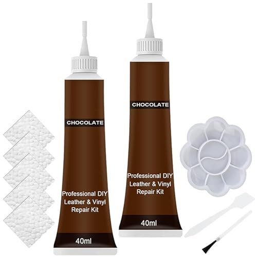 Advanced Leather Repair Gel, 2Pcs Upgrade Leather Repair Gel Professional DIY Leather and Vinyl Repair Kit Leather Repair Paint Gel, Leather Scratch Repair for Car (Chocolate, 40ml)