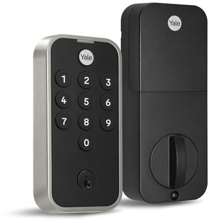 Yale Satin Nickel Code Keypad Deadbolt Front Door Lock for Keyless Entry, YED210-NR-619