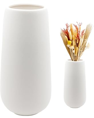 Vaso in ceramica bianco alto 20cm superficie smerigliata, vasi di fiori moderni per la decorazione di tavoli interni, vasi decorativi per erba pampa, vaso boho per fiori freschi fiori secchi