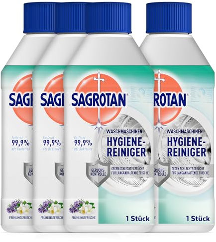 Sagrotan Waschmaschinen Hygiene-Reiniger Frühlingsfrische – Maschinenreiniger für eine hygienische Waschmaschine – 4 x 250 ml