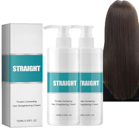 Dyceittdia 2pcs Crème lissante pour Cheveux, Crème lissante Corrective aux Protéines,Protein Corrective Hair Straightening Cream,Lisser les Cheveux Crépus, 2pcs*100ml, hair