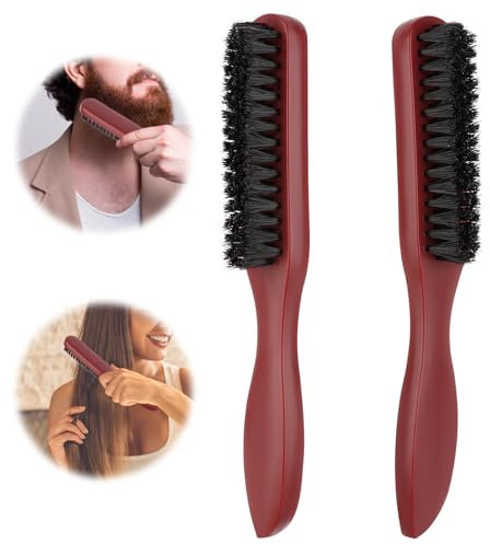 Bart Bürste Wildschweinborsten Bürste Naturborsten 2 Stück Sleek Bürste Sleek Look Borsten Haarbürsten mit Wildschweinborsten Boar Bristle Brush Haarbürste mit Wildschweinborsten für Haar und Bart