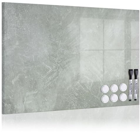 QUEENLINK Magnetic Dry Erase Board, 24'' x 18'' Decorative Magnetic Board for Wall, White Board Magnet Board Display Board, Concrete