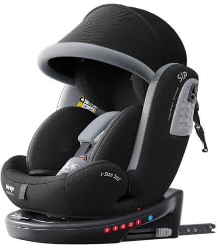 Heekin 360 Spin Baby car seat with ISOFIX for Child 40-150 cm(0-36kg),0-12 Years,Group 0+/1/2/3,with a Sunshade, R129 Certification(Black)