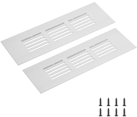sourcing map Rectangle Ventilation Grille 150x50mm/6x2 Silver Tone | Aluminum Alloy Mesh,Air Vent Cover,Louvered Ventilation Cover,with Mounting Screws for Cabinet Shoe Closet