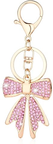 Apausvcm Schlüsselanhänger für Frauen mit Schleife und Glitzer - Taschenanhänger mit Strass für Auto, Rucksack und Handtasche