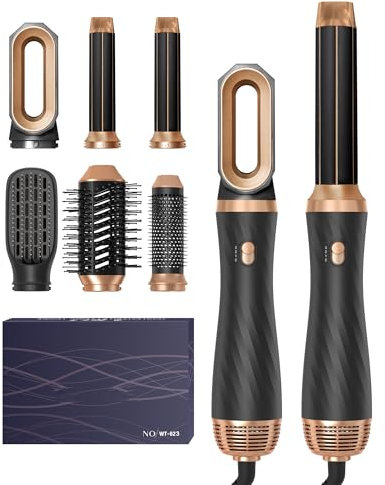 Airstyler 6 IN 1, 1000W Warmluftbürste Set, Hairstyler mit Ionen Föhnbürste, Lockenstab Automatisch, Rundbürstenföhn, Thermal Brush, Haarstyler für Haar Volumen, Styling, Glätten und Locken