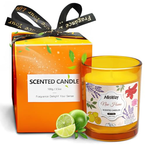 AllisWay Candela Profumata Regalo, Regalo Casa Nuova Regali per Casa Nuova Candele Regalo Regali Casa Nuova Candele Cera di Soia Candela Profumata Grande Invia ad Amici Gusto Soda al Limone 100g