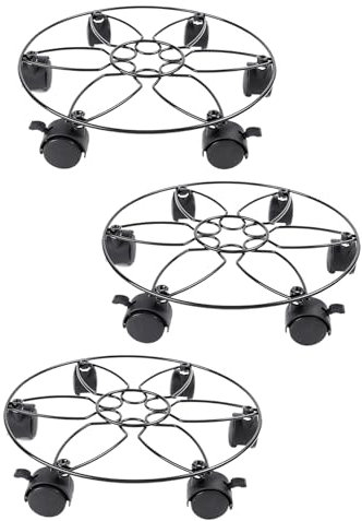 Xistuoz Rulli per piante con ruote, supporto per piante rotanti con ruote, 3 pallet resistenti con 6 ruote, per vasi da fiori per interni ed esterni