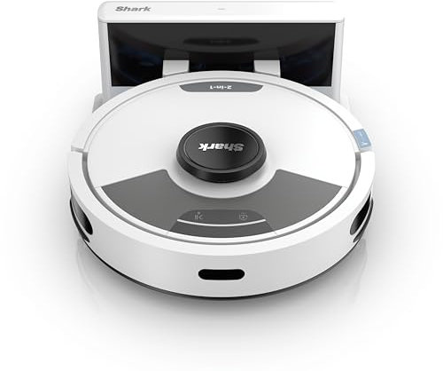 Shark PowerDetect Robot Vacuum and Mop with 30-Day Self-emptying and Cleaning Base - Anti-odour - 3D LiDAR Navigation - Wi-Fi / App - 4 Anti-microbial Pads and 2 Brushes Incl. - White