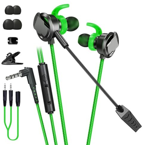 Beimus 1 ensemble d'écouteurs de jeu ESports intra-auriculaires avec microphone amovible 3,5 mm port pour écouteurs de jeux électroniques