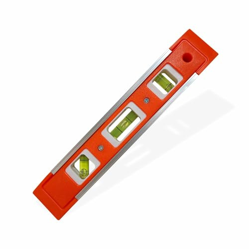 Siprit Level 9 Inch Magnetic Compact Bubble Tool with 3 Vials Heavy Duty Pocket Leveller for DIY Construction Caravan & Woodwork Small Torpedo Shockproof Design (24cm)