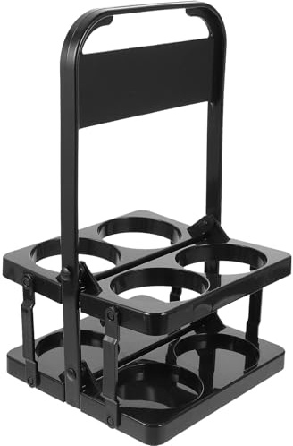 SHOWERORO Cesta Portabotellas Plegable Negra para 4 Botellas de Cerveza Asa Portátil Organizador Compacto para Picnic Barbacoa y Uso Diario en Mesa