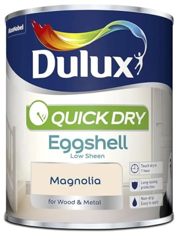 DRW Magnolia Quick Drying Eggshell Paint 750ml | Interior Wood and Metal Paint | Durable Low Sheen Finish | Fast Drying Trim Paint for Doors Skirting Boards and Furniture