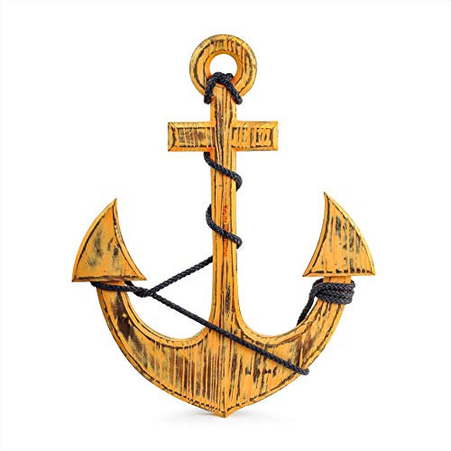 Nagina International Ancora decorativa per la casa in legno di pino nautico, decorazione da parete a forma di ancora, idea regalo da appendere alla parete (45,7 cm, marrone rustico)